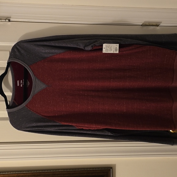 SONOMA MEN'S BIG & TALL SOFT CREWNECK RED & GRAY RAGLAND SHIRT SIZE XXL TALL - Picture 2 of 13